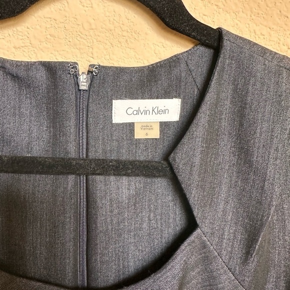 Calvin Klein Blue Ruched Asymmetrical Sheath Dress - Picture 2 of 16